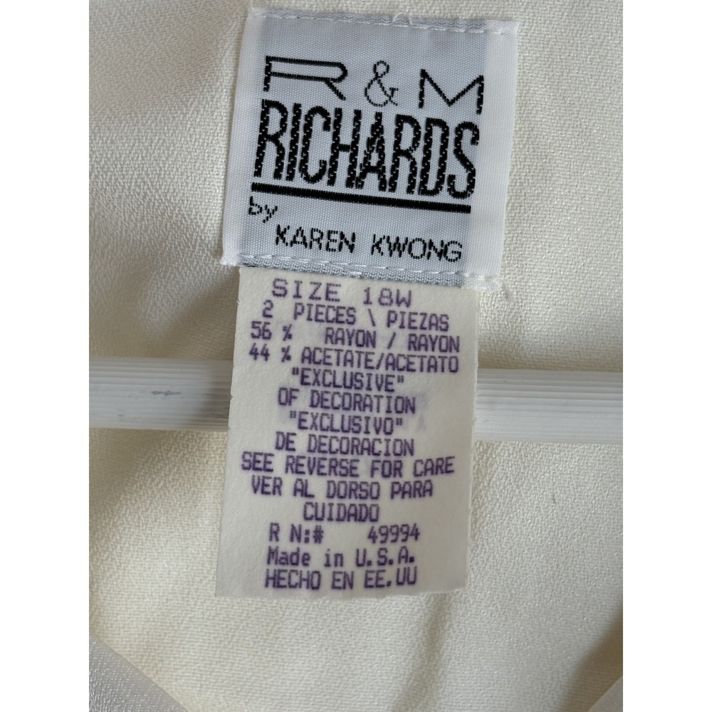 NWT R&M Richards by Karen Kwong Vintage Ivory Beaded Lace 2-Piece Blazer Set 18W - Picture 10 of 12